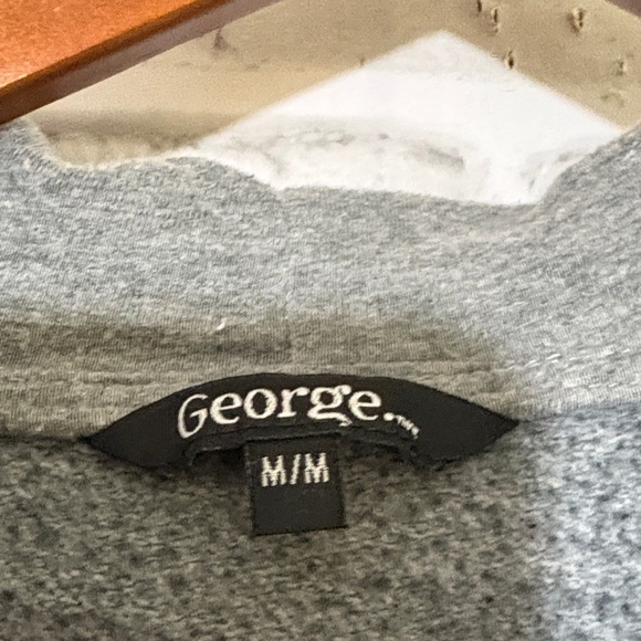 George Classic Gray zippered hoodie, size medium white draw string - Picture 2 of 8